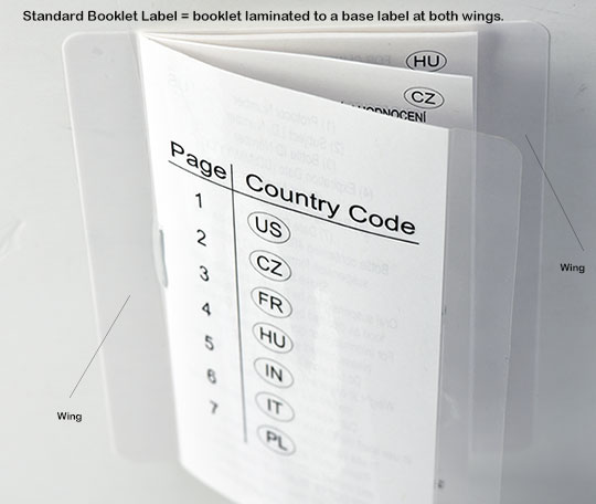 Booklet laminated to both wings.